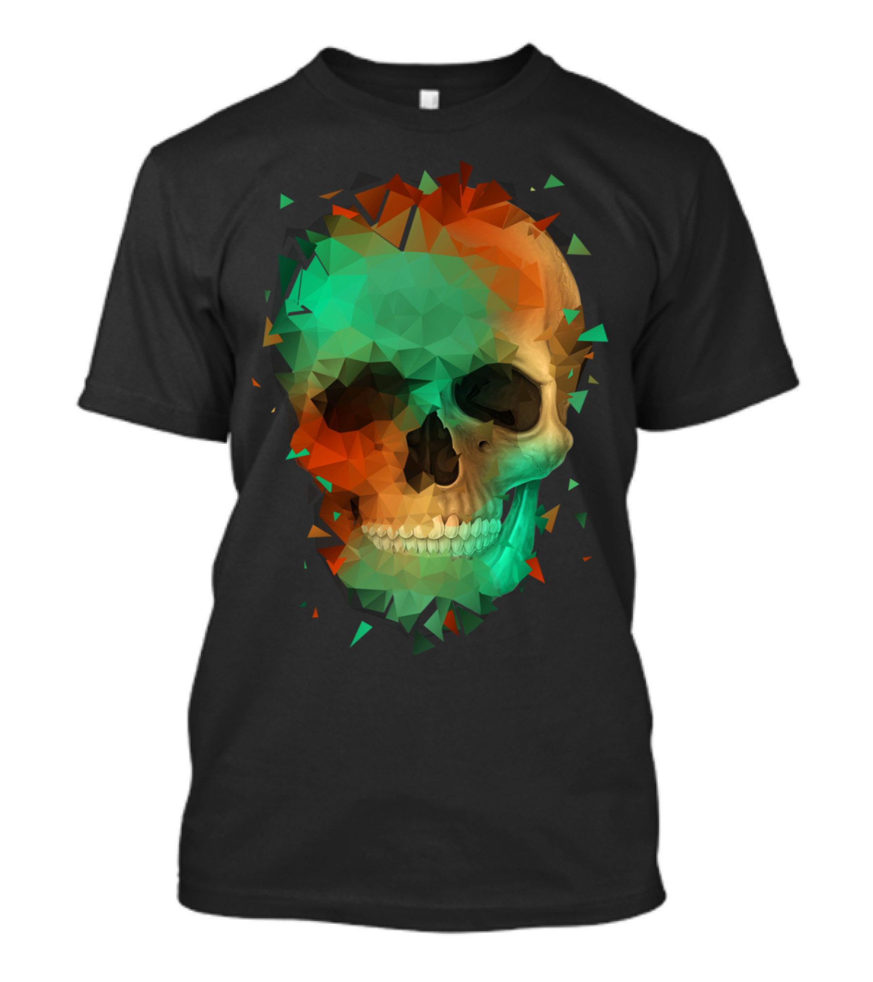 Geometry Reconstruction Skull Fragmented Polygonal T-Shirt