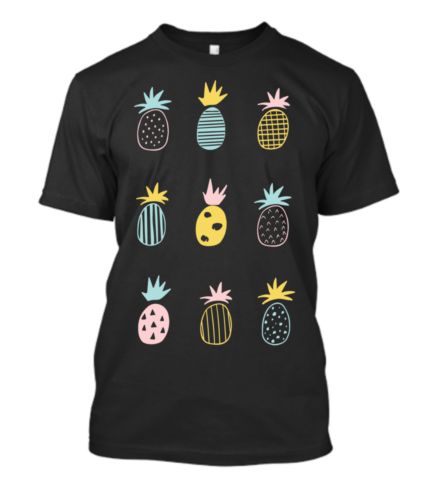 Tropical Pineapple Pastel Pattern Vibrant Fruit Icons T-Shirt