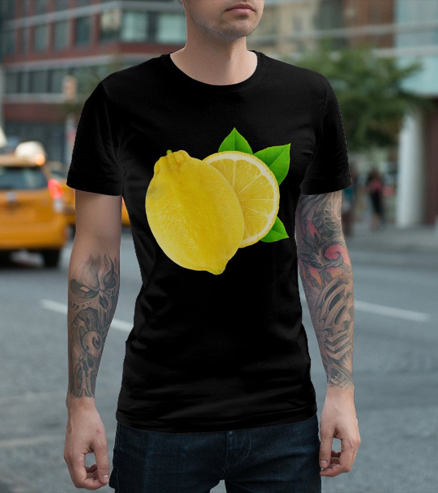 Cut Lemon Slice with Leaf T-Shirt