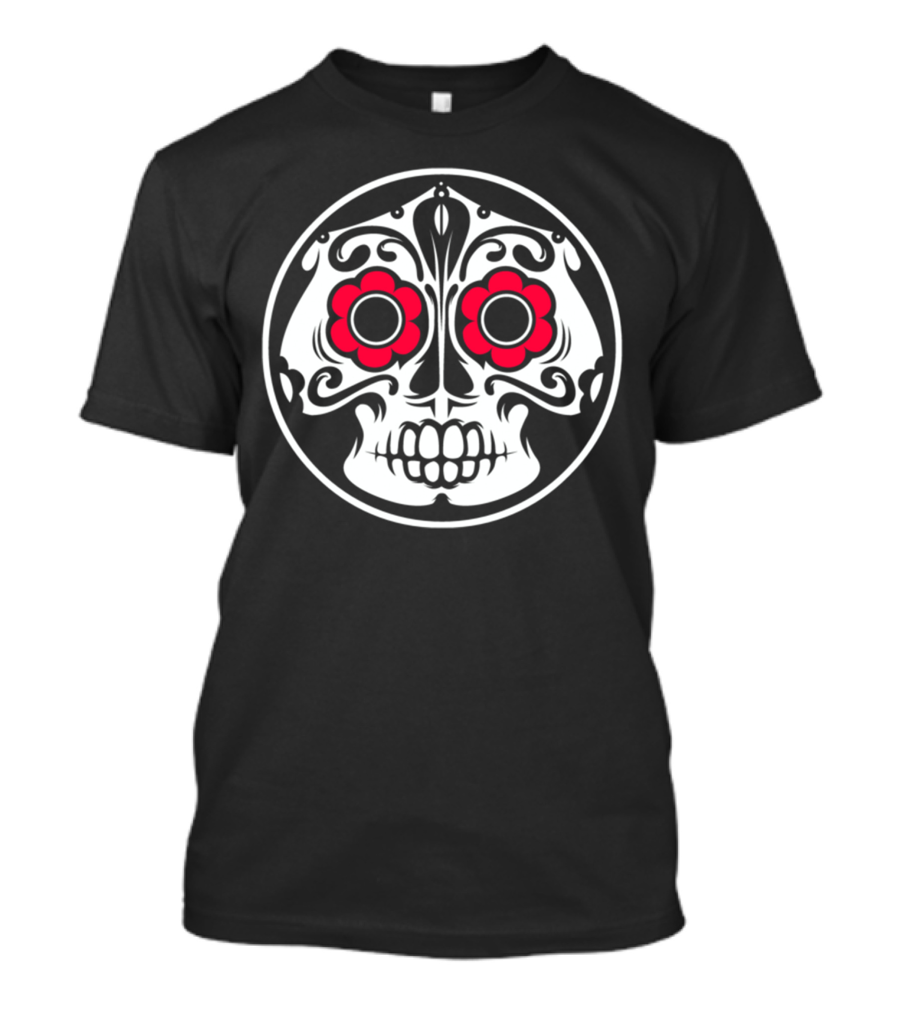Dia De Los Muertos Calavera With Floral Eyes T-Shirt
