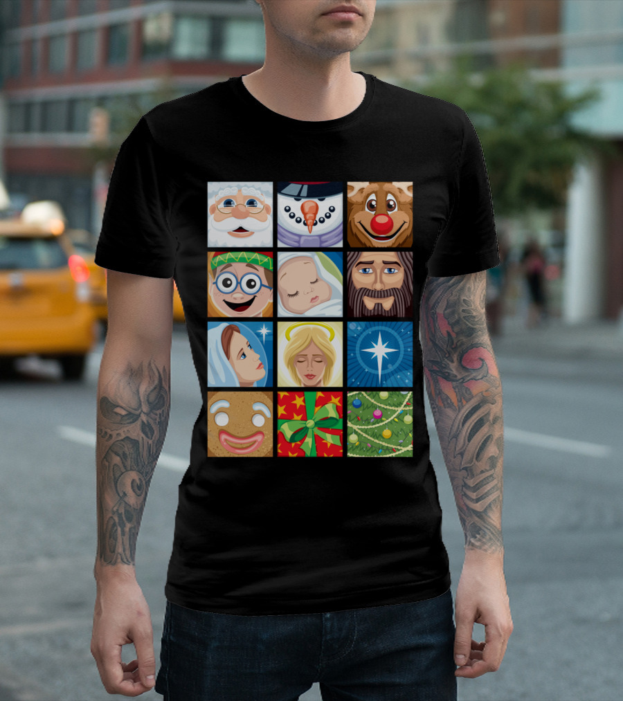 Christmas Avatars Santa Frosty Reindeer Elf Nativity Gingerbread Star Gift Tree T-Shirt