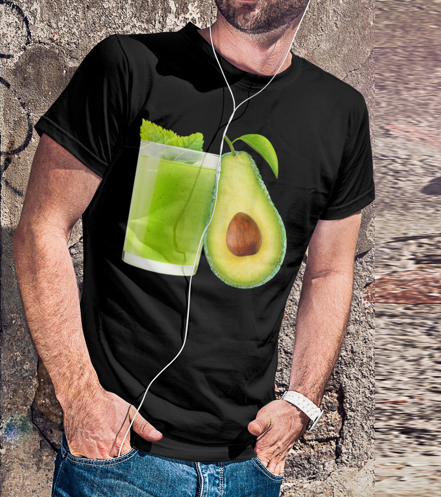 Avocado Smoothie Sti Fresh Green Drink With Half Avocado And Mint Leaves T-Shirt