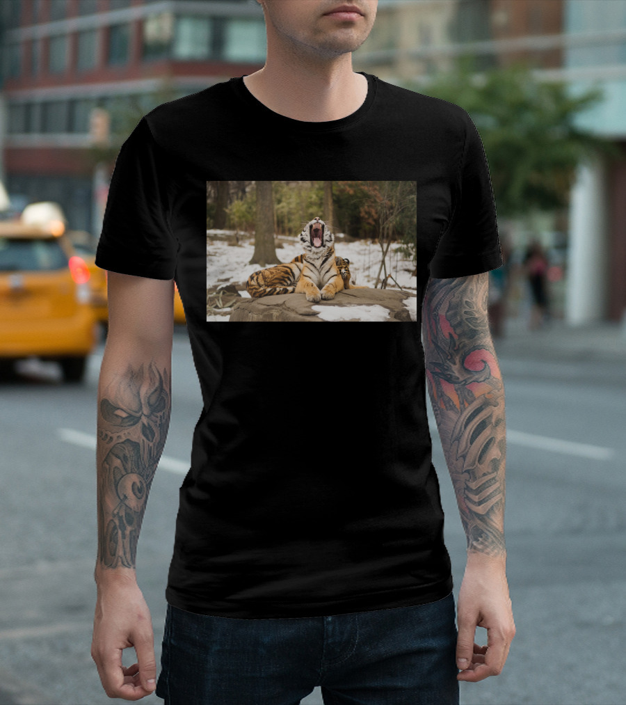 Hear Me Roar GroundGl Snowy Forest Tiger Roaring T-Shirt