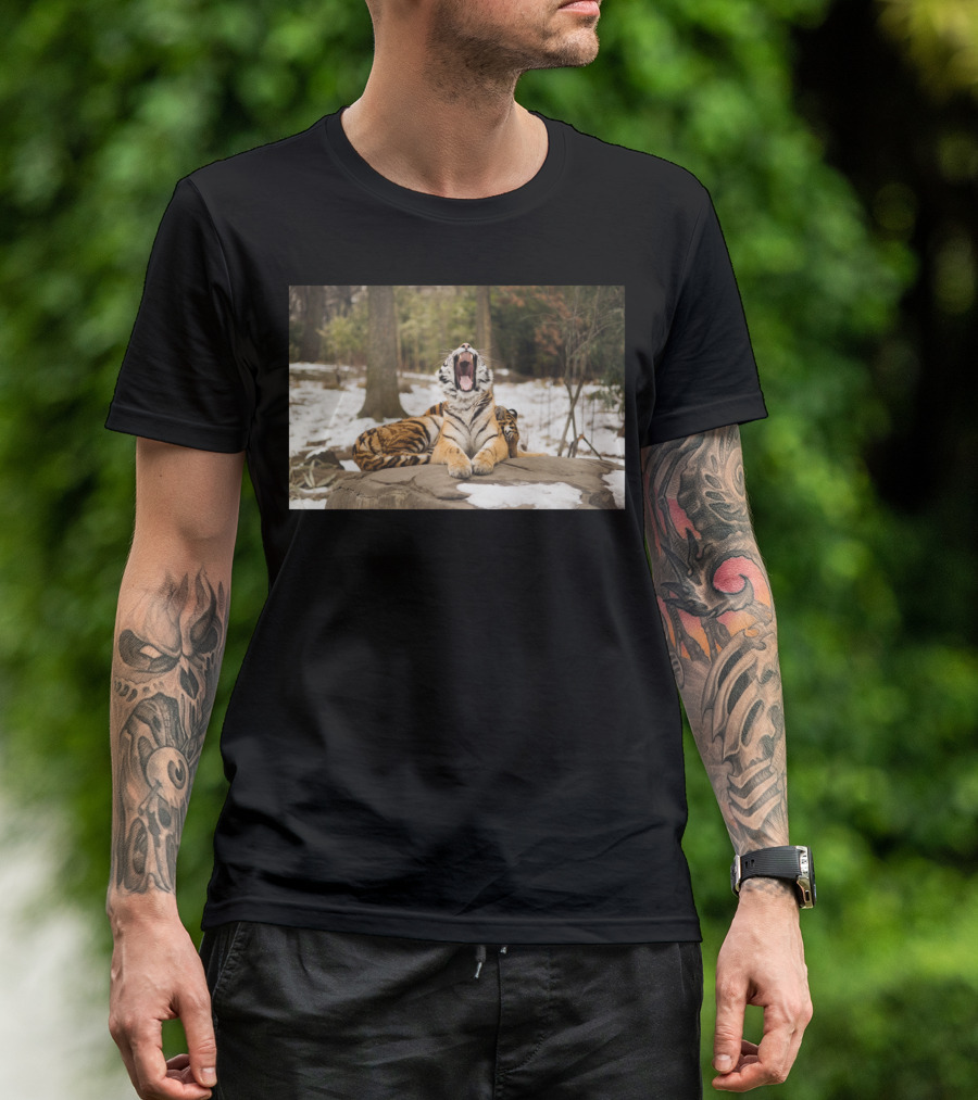 Hear Me Roar GroundGl Snowy Forest Tiger Roaring T-Shirt
