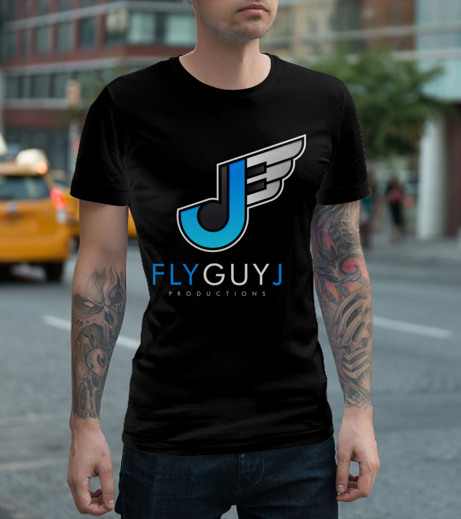 FLY GUY J PRODUCTIONS Logo Winged Blue J T-Shirt