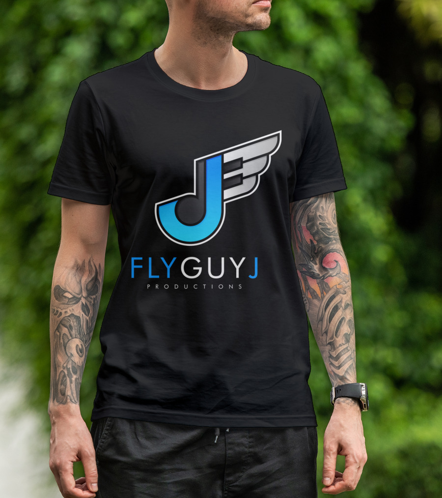 FLY GUY J PRODUCTIONS Logo Winged Blue J T-Shirt