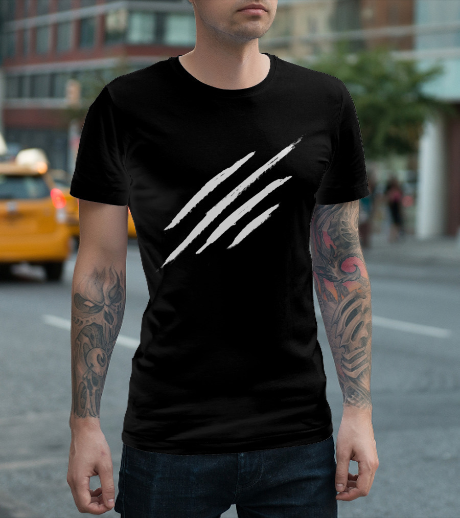 Scratch Claw Marks Distressed Effect T-Shirt