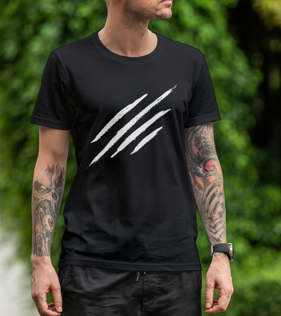Scratch Claw Marks Distressed Effect T-Shirt
