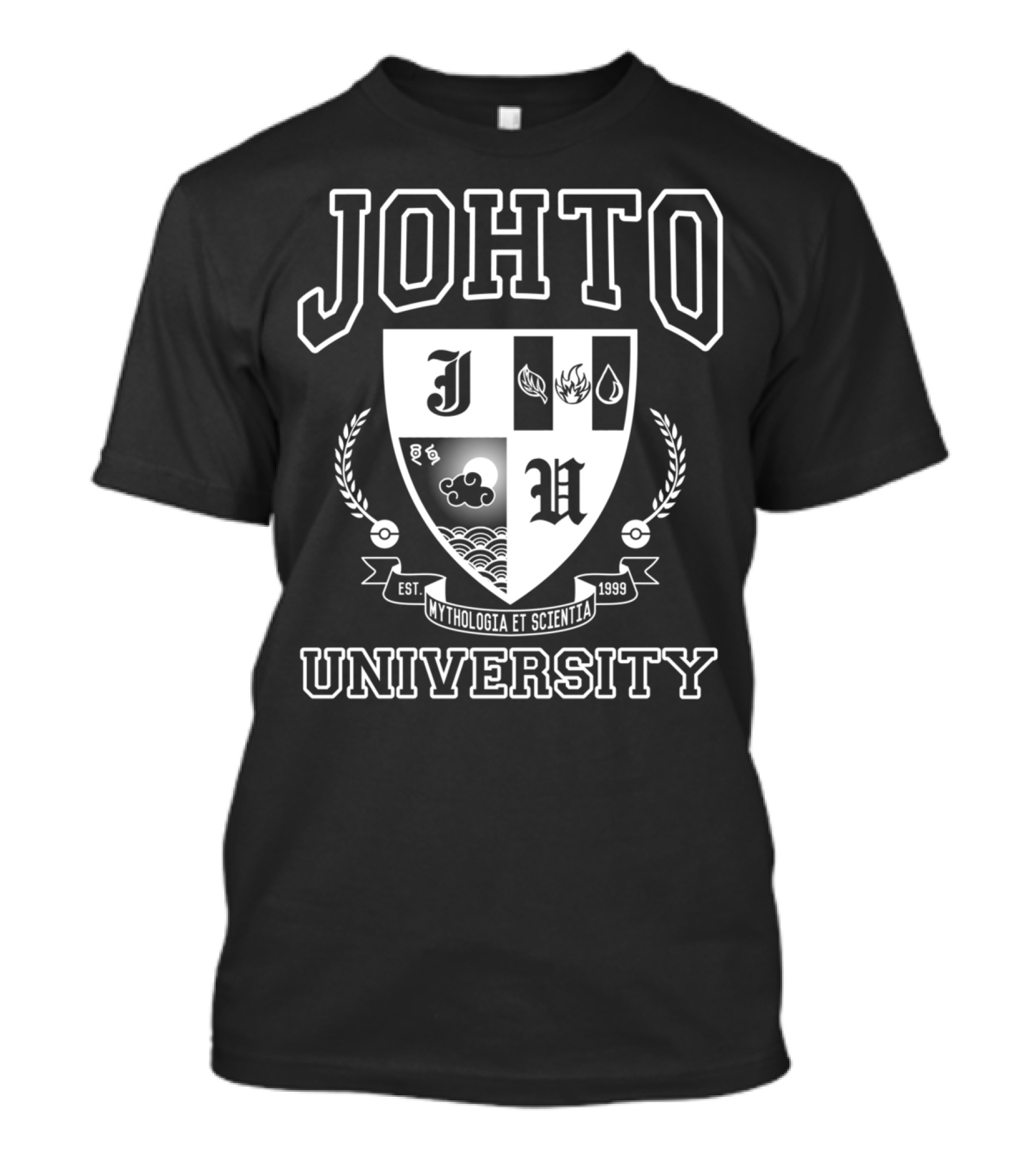 Johto University Mythologia Et Scientia Est. 1999 Crest T-Shirt