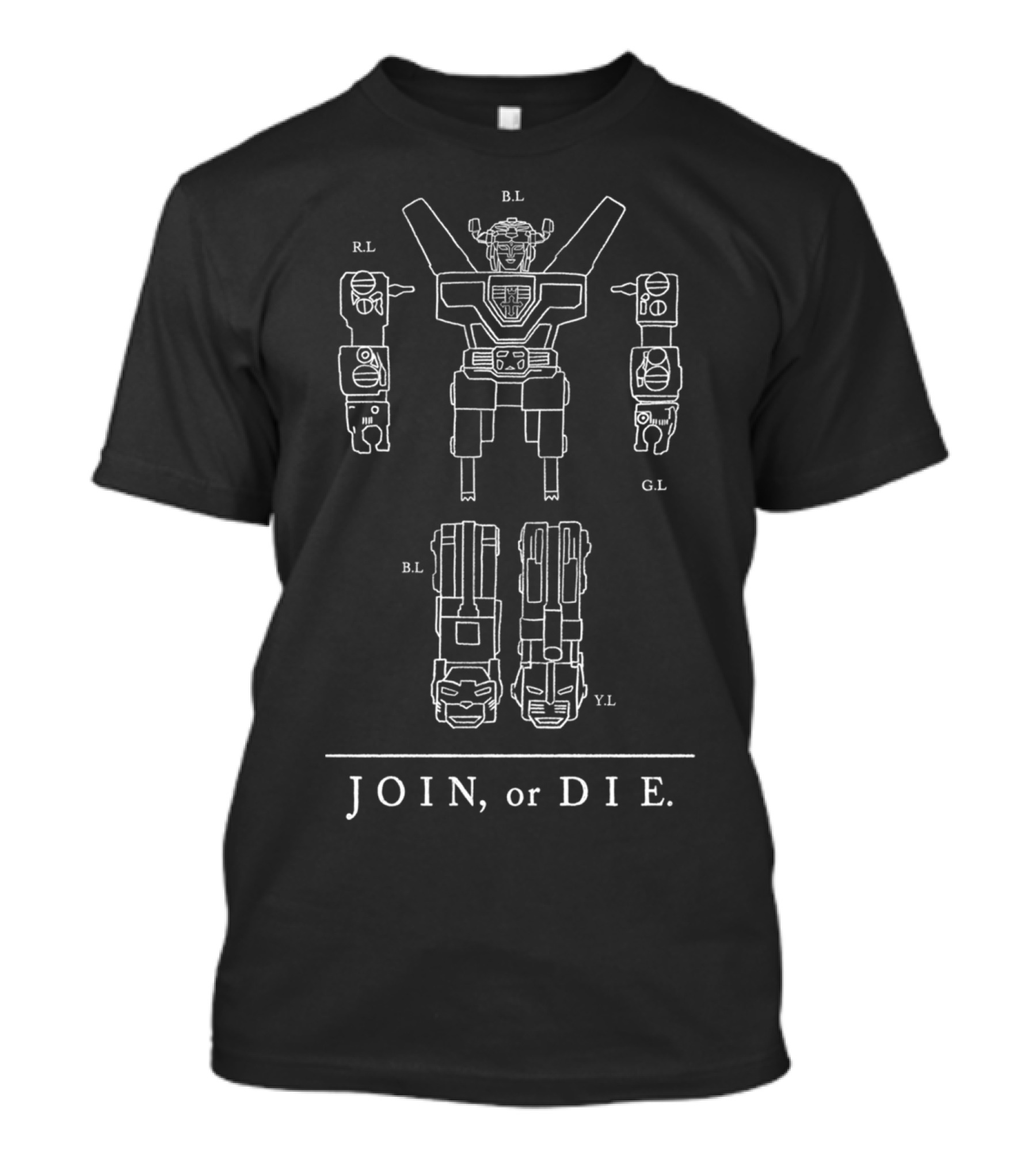 Join Or Die Voltron Blueprint Diagram T-Shirt
