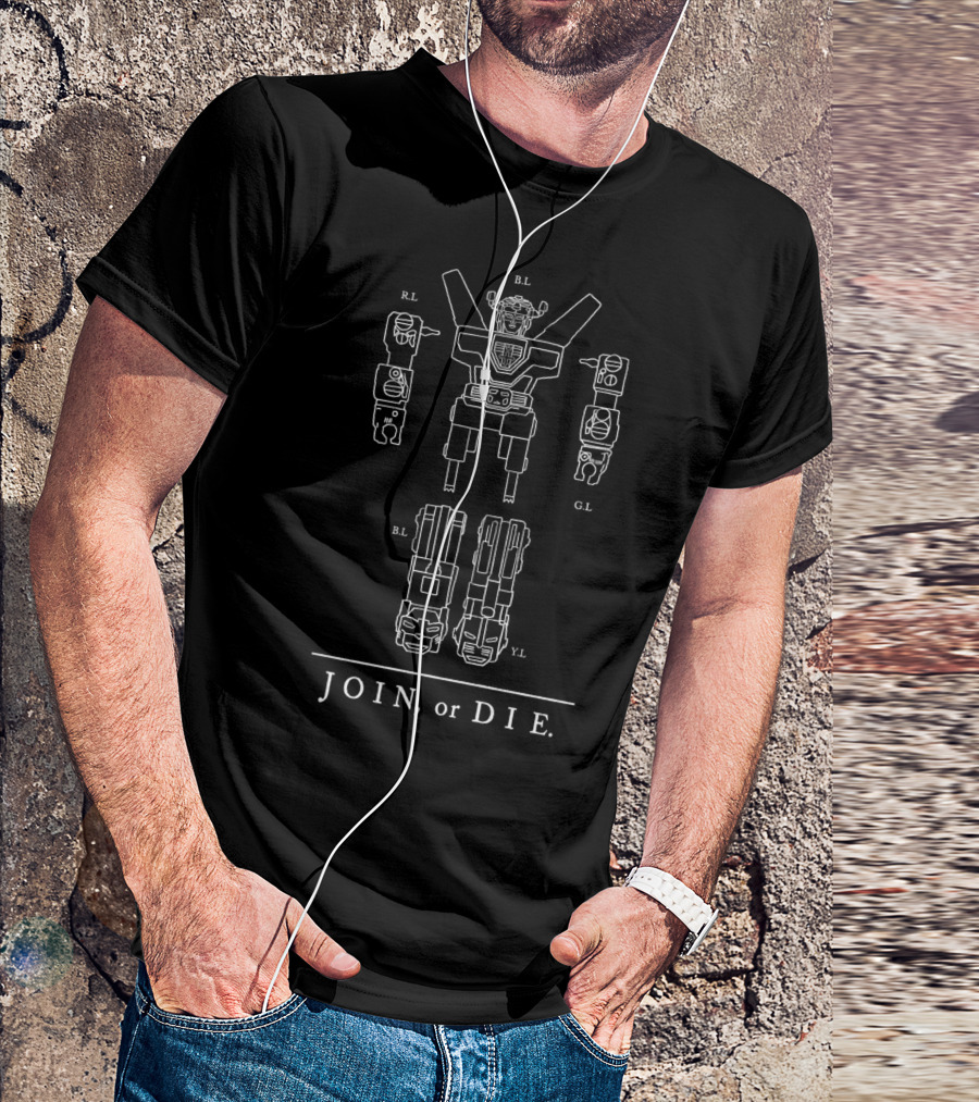 Join Or Die Voltron Blueprint Diagram T-Shirt