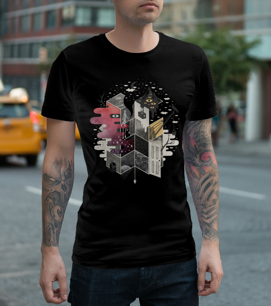 Jung At Heart Surreal Geometric Cosmos Exploration Maze T-Shirt