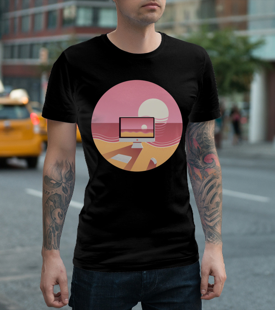 Get Outside T Sunset Computer Beach Scene T-Shirt