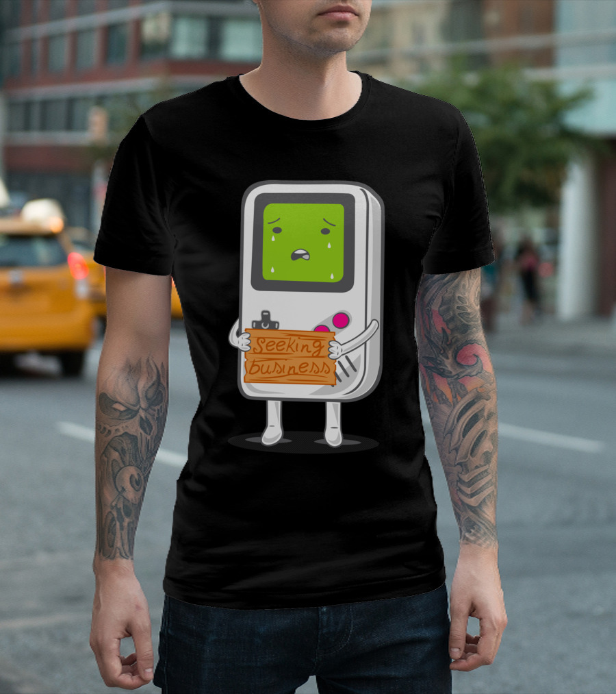 Seeking Business Sad Retro Handheld Sign T-Shirt