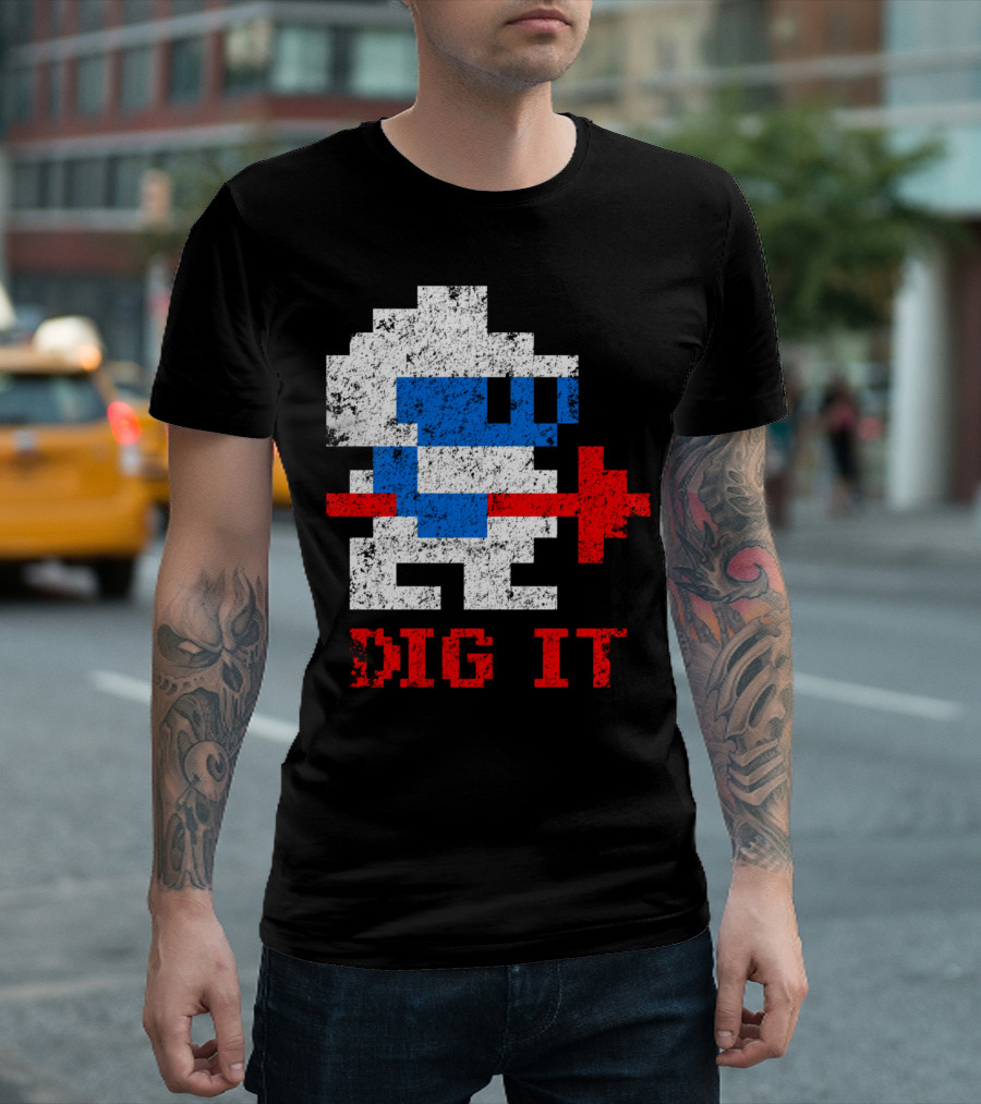 DIG IT Retro Video Game Miner Character T-Shirt