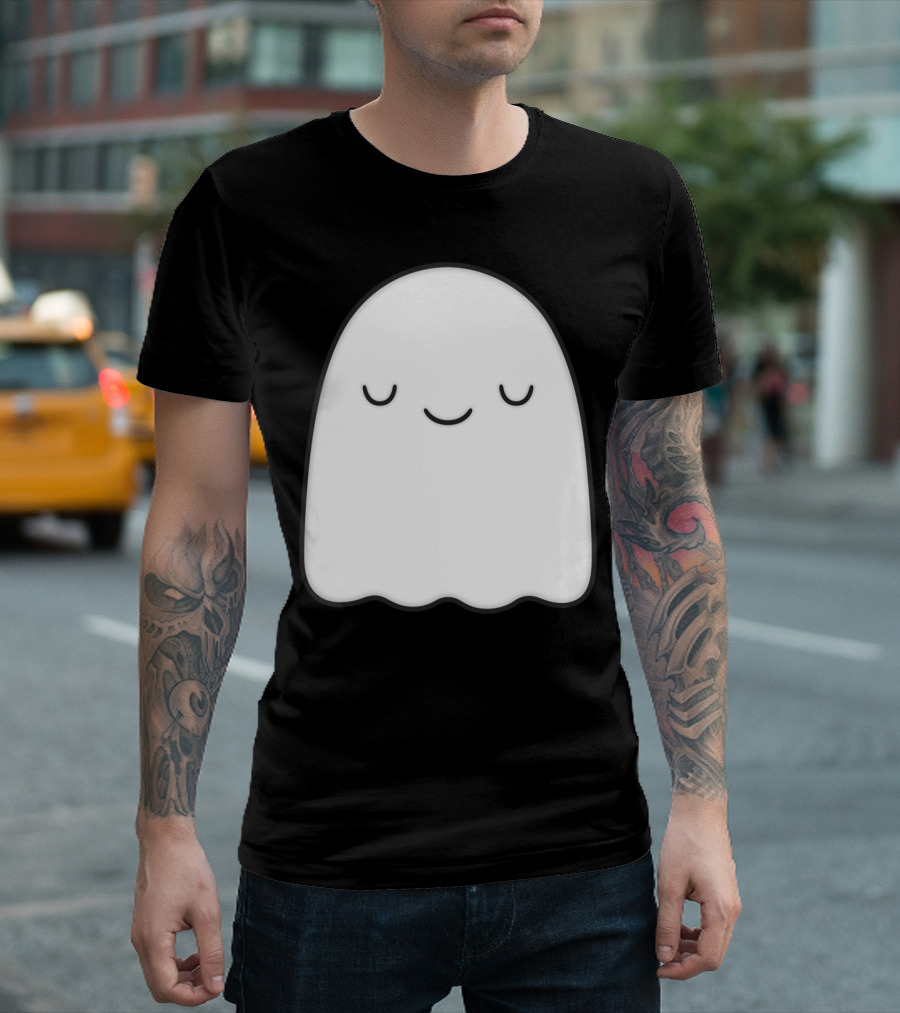 Ghost Happy Face Halloween Kawaii T-Shirt