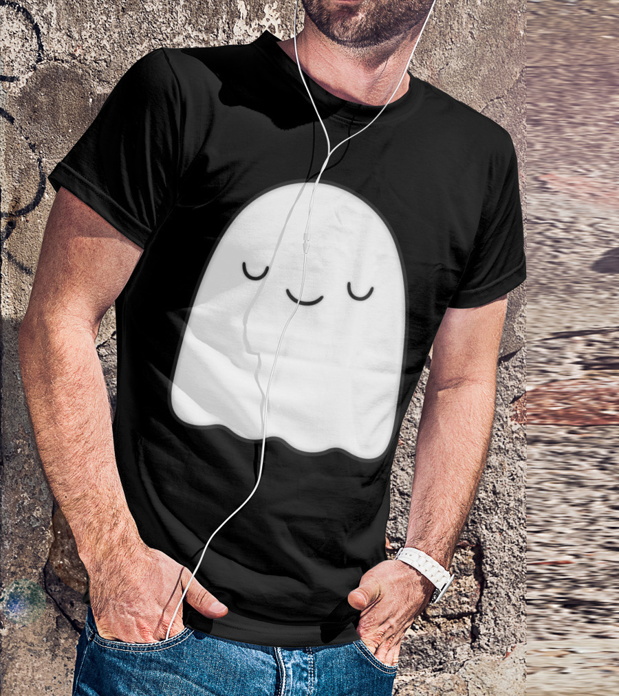 Ghost Happy Face Halloween Kawaii T-Shirt