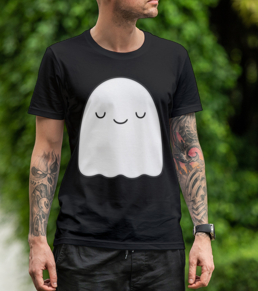 Ghost Happy Face Halloween Kawaii T-Shirt