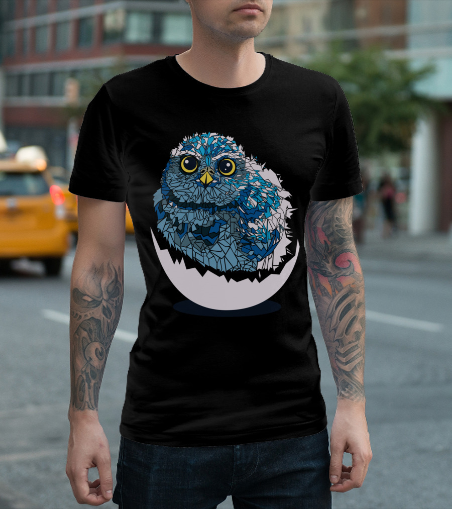 Baby Owl in Mosaic-Style Eggshell T-Shirt