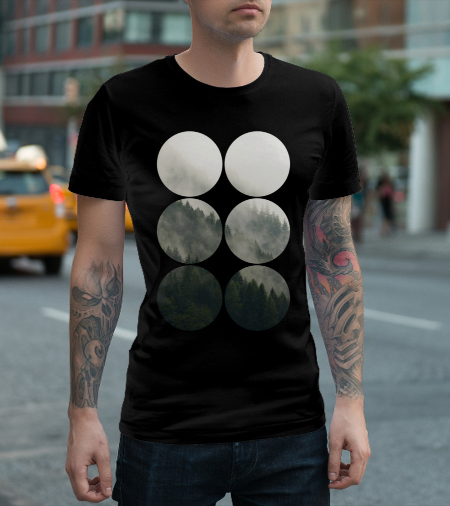 Forest Mountainside Misty Circles T-Shirt