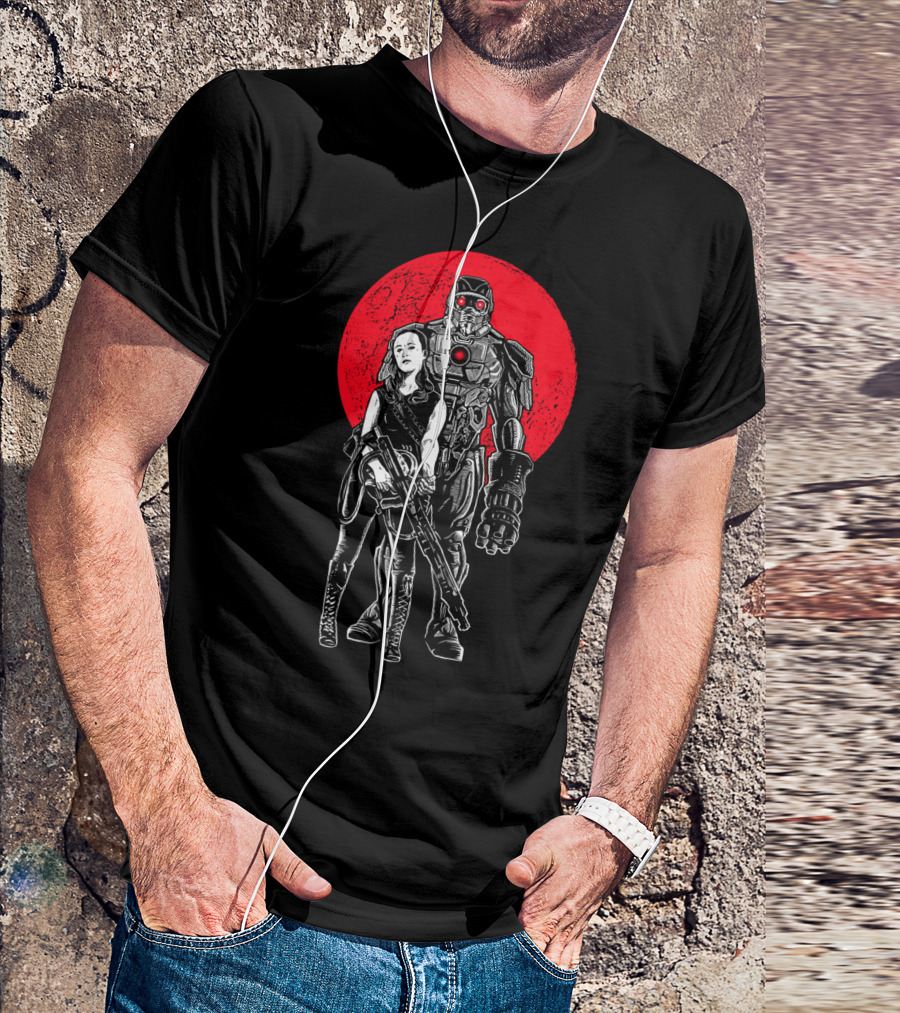 Heavy Weapon Duo With Red Moon Background T-Shirt