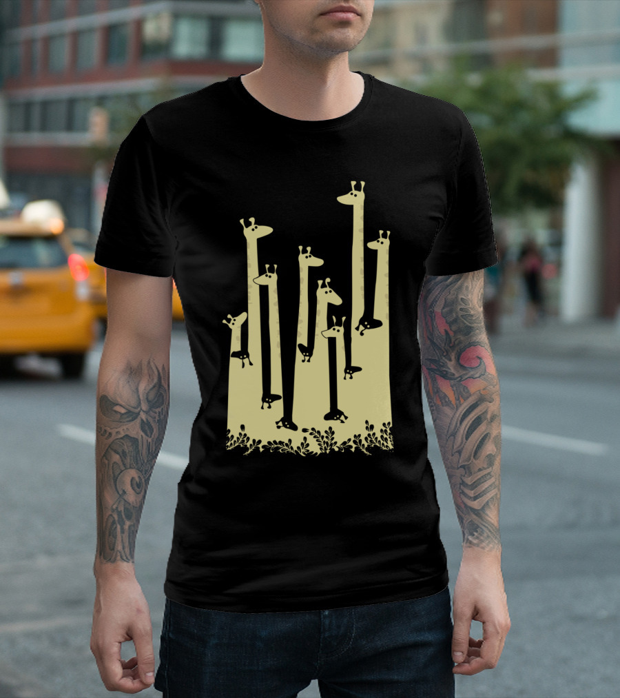 Giraffe Double Visionr Serenade In Yellow Forest T-Shirt