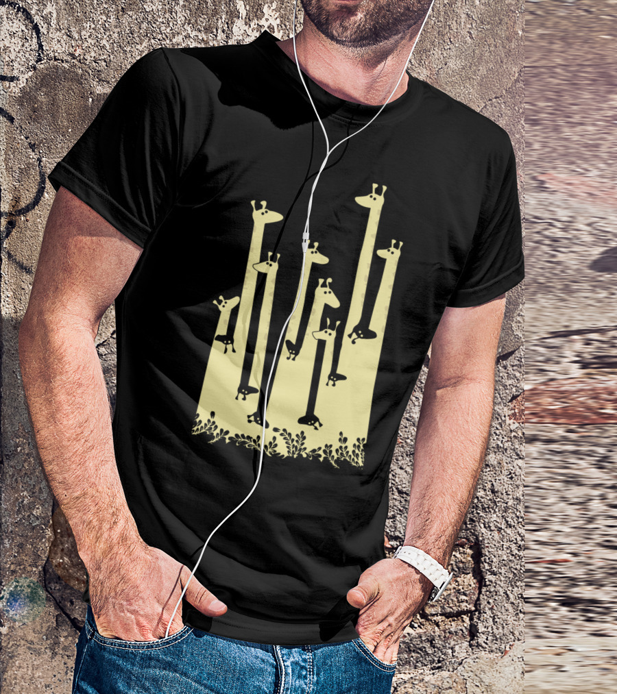 Giraffe Double Visionr Serenade In Yellow Forest T-Shirt