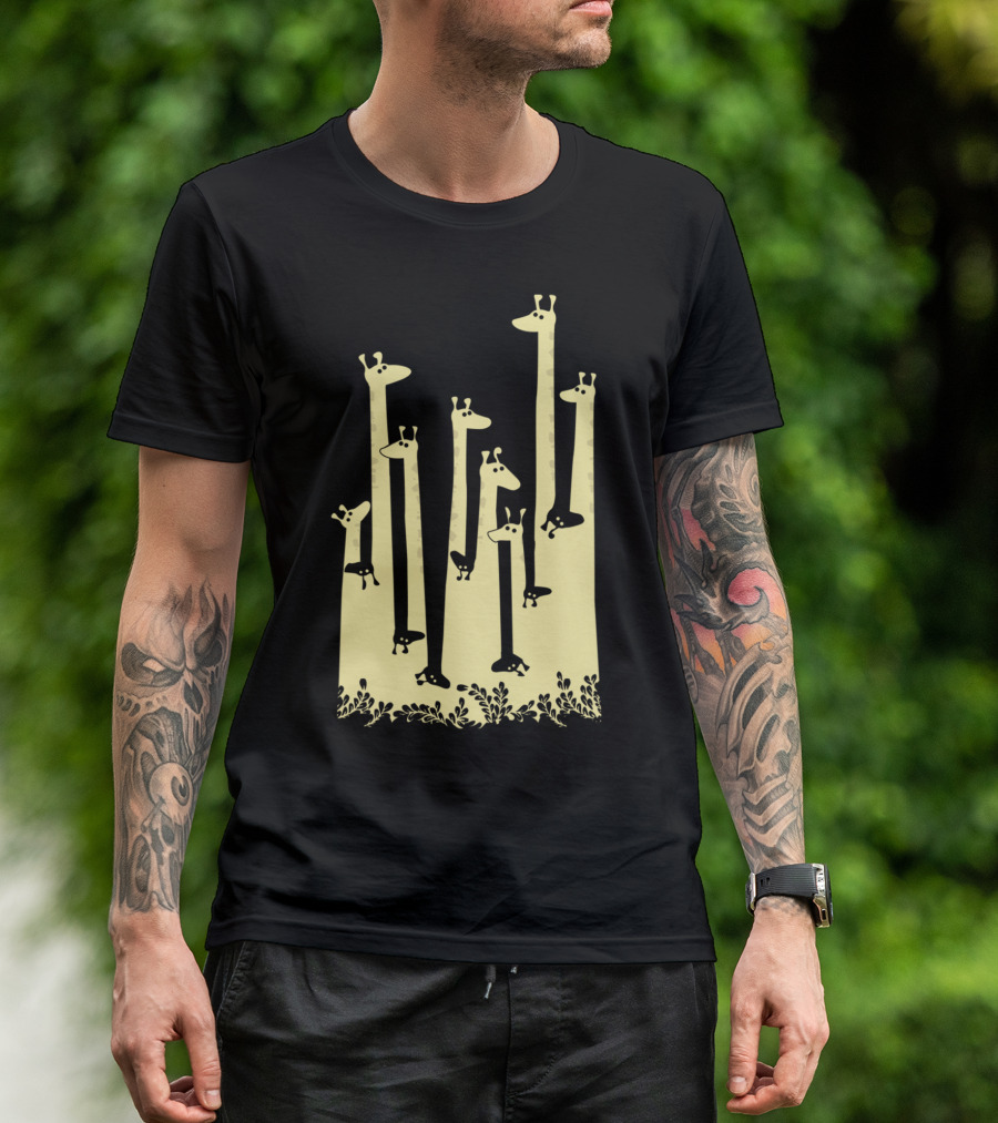 Giraffe Double Visionr Serenade In Yellow Forest T-Shirt