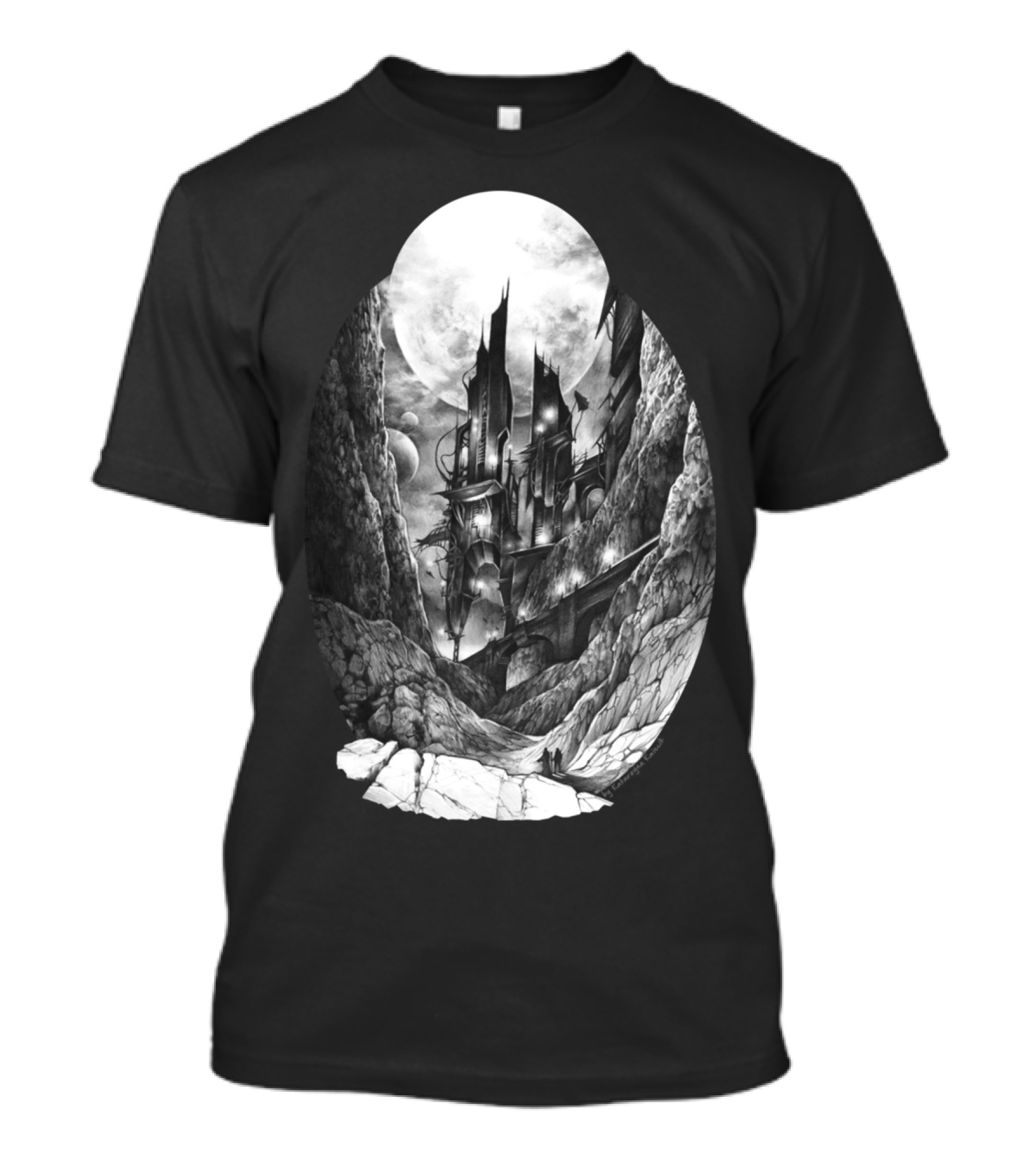 City In The Far Future: Futuristic Skyline With Towering Structures And Rocky Landscape T-Shirt