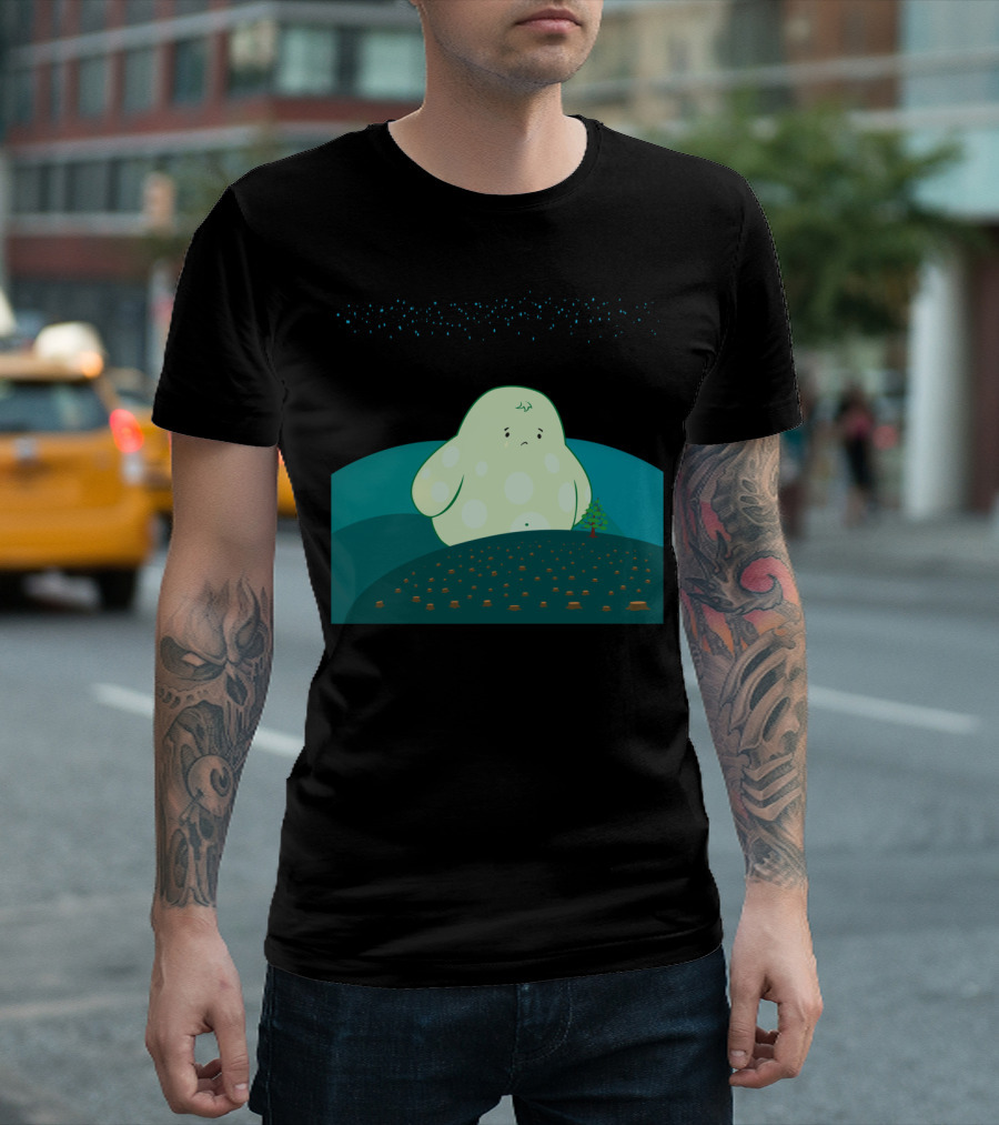 Forest Spirit Sad Over Starlit Deforestation Scene T-Shirt