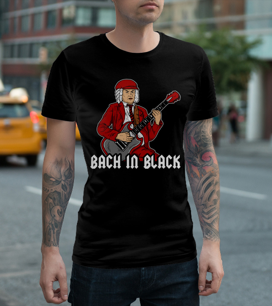 Bach In Black Guitar Rock T-Shirt