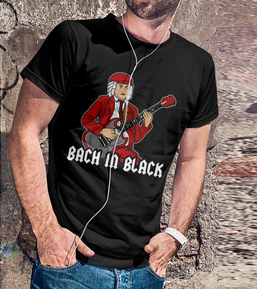 Bach In Black Guitar Rock T-Shirt