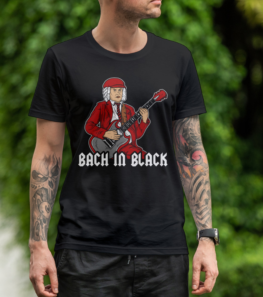 Bach In Black Guitar Rock T-Shirt