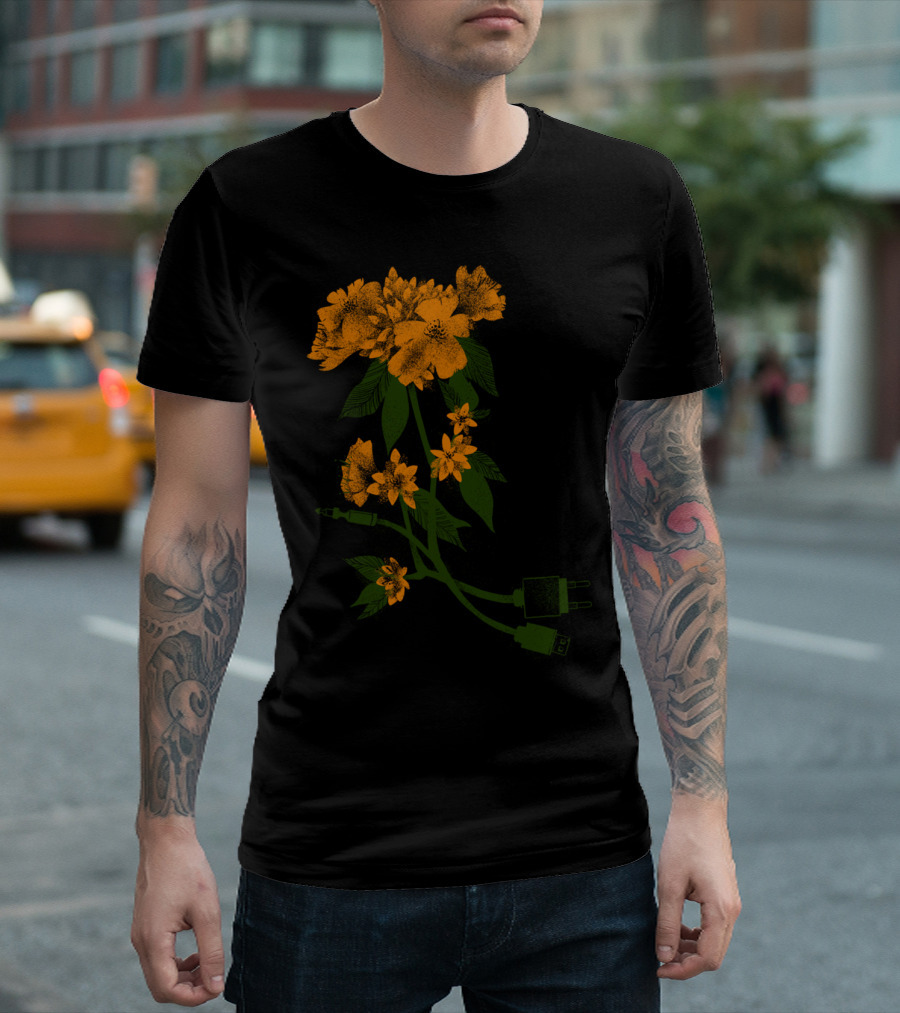 Digital Spring Flowers with USB and Audio Jacks T-Shirt
