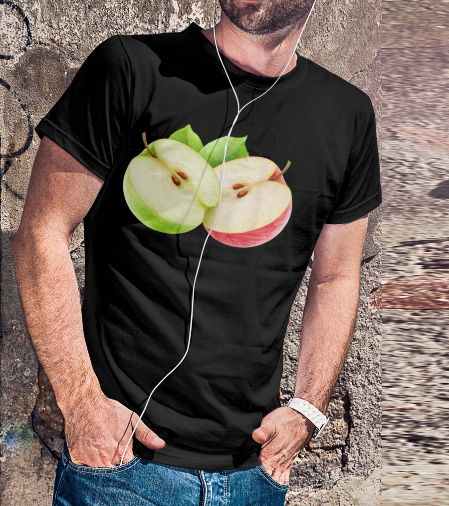 Two Apple Halves Green And Red Split Apple T-Shirt