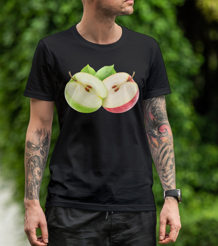 Two Apple Halves Green And Red Split Apple T-Shirt
