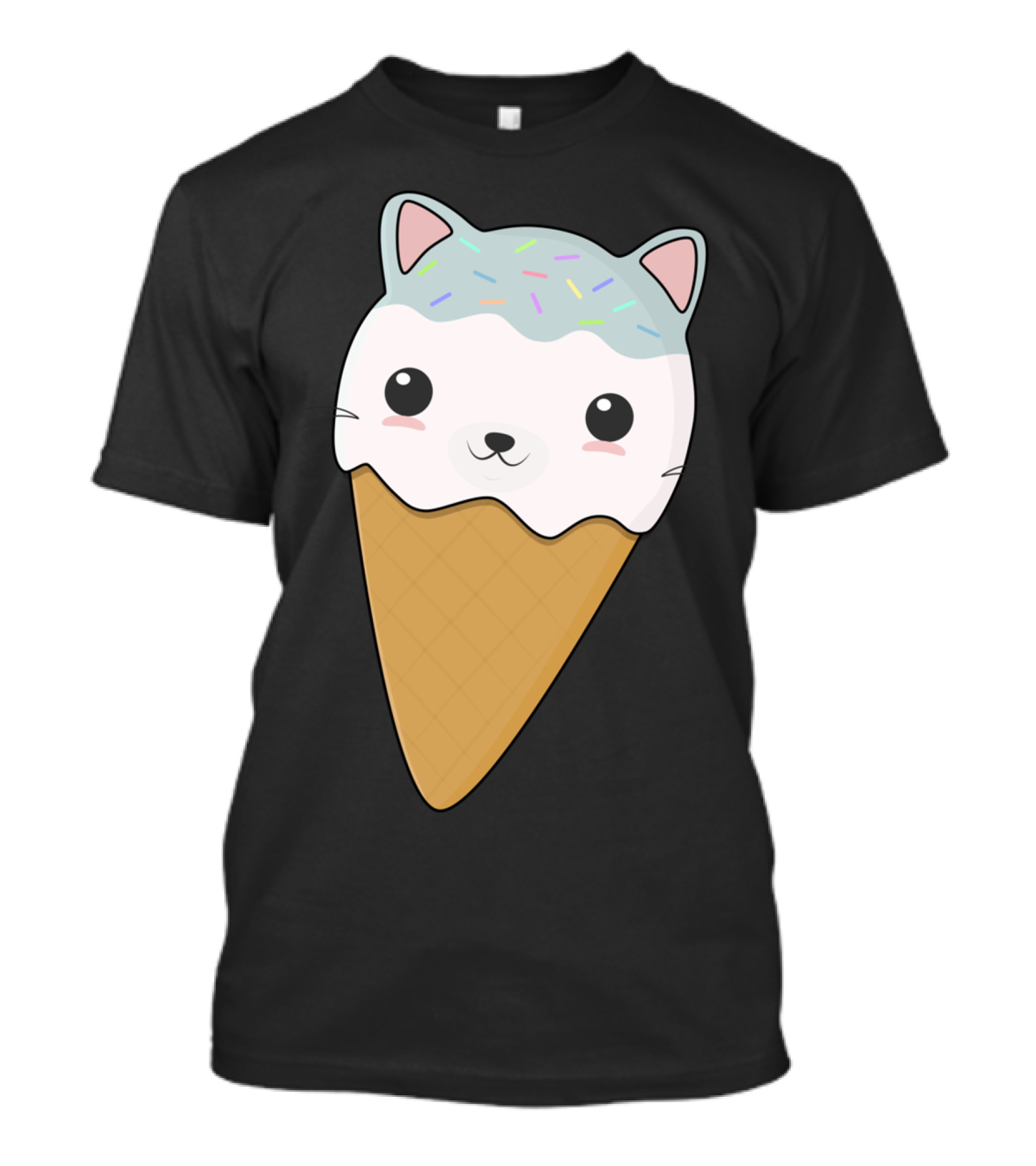 Cute Cat Ice Cream Cone Sprinkles H T-Shirt
