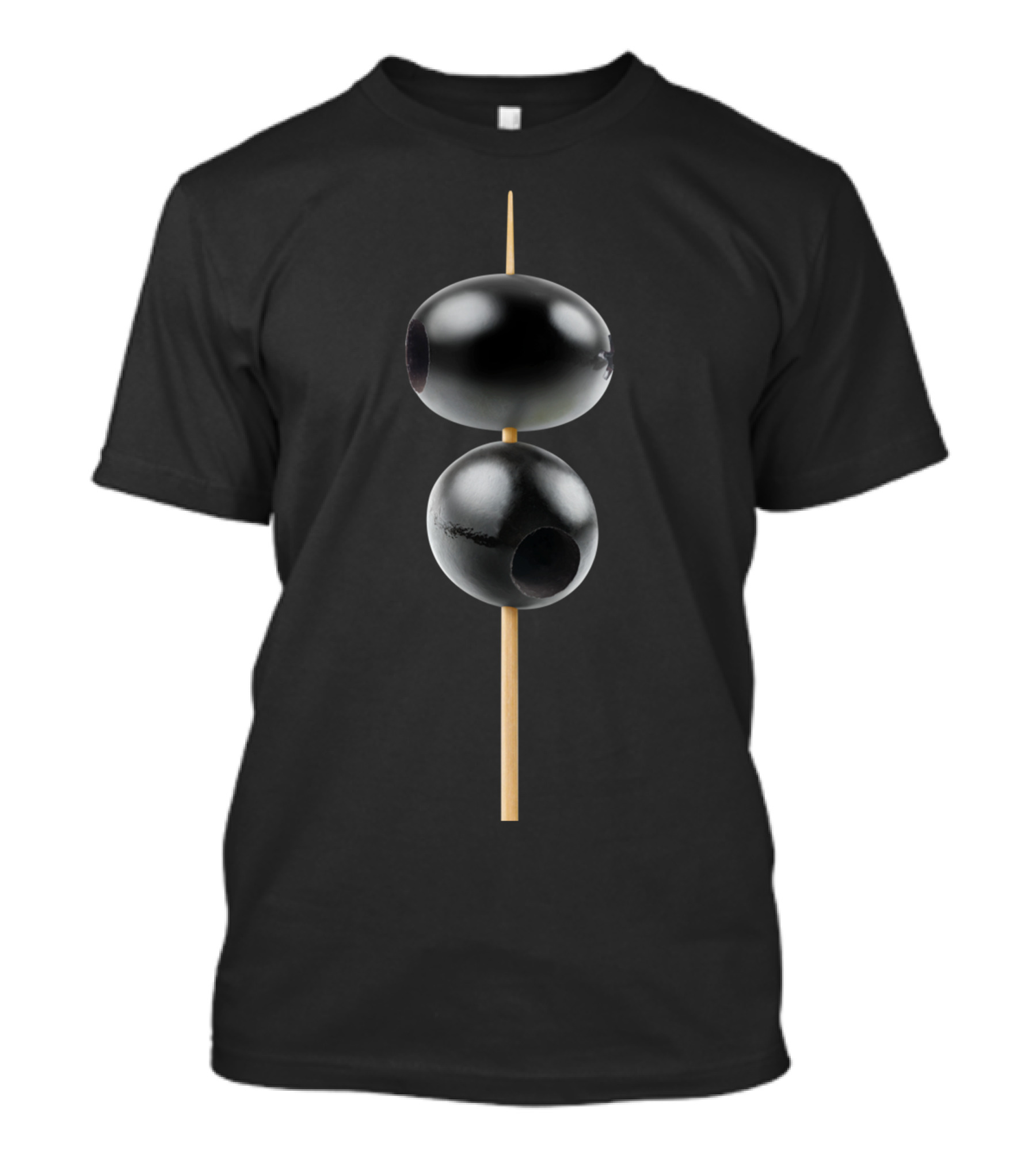 Skewered Black Pitted Olives On Dark Canvas T-Shirt