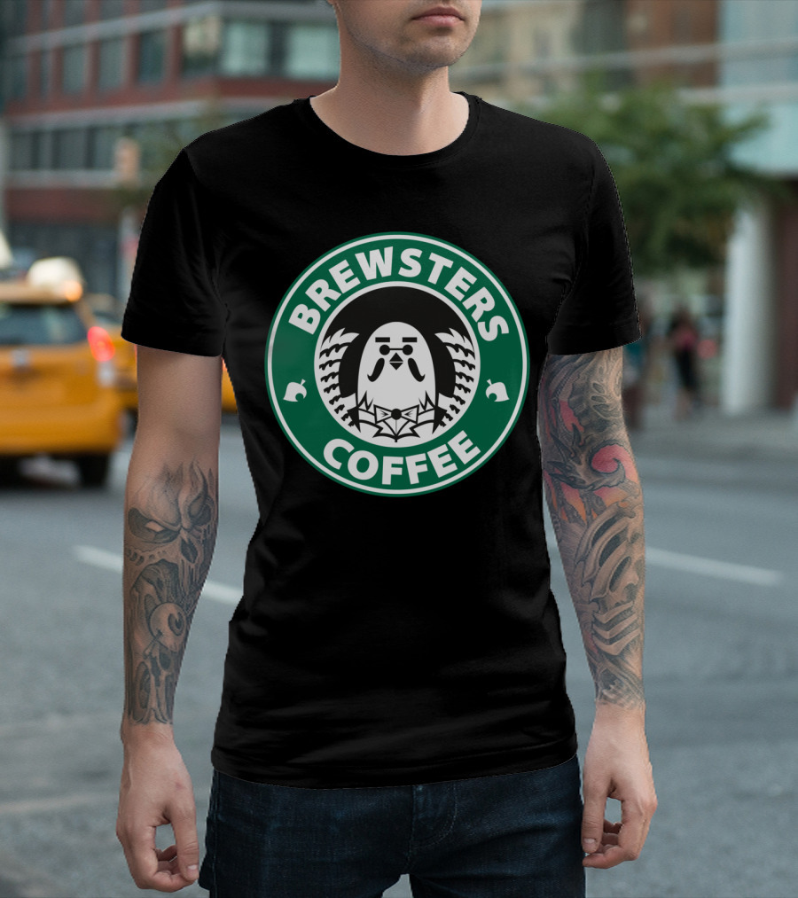 Brewsters Coffee 8 Animal Crossing Parody Logo Owl T-Shirt
