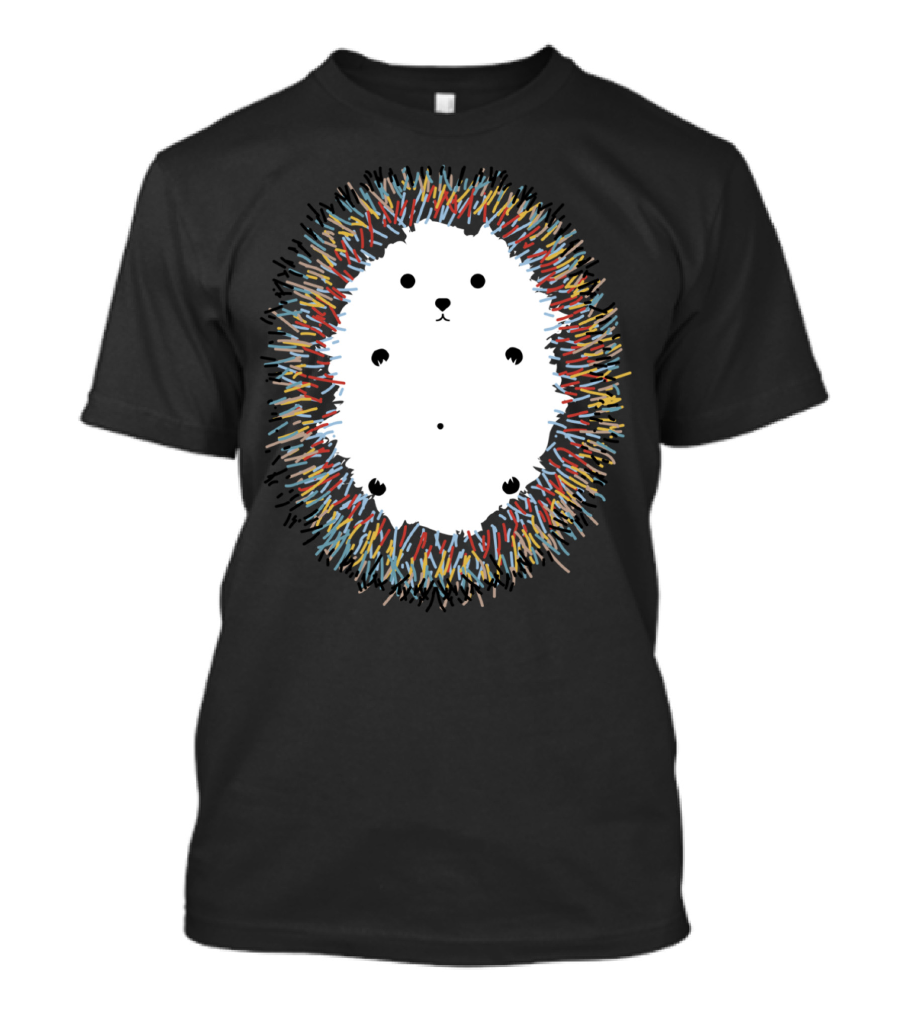 Cute Colored Illustrated Hedgehog Animal Cartoon Spiky T-Shirt