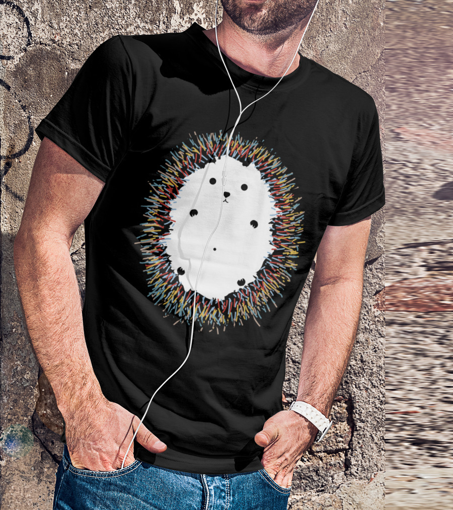 Cute Colored Illustrated Hedgehog Animal Cartoon Spiky T-Shirt
