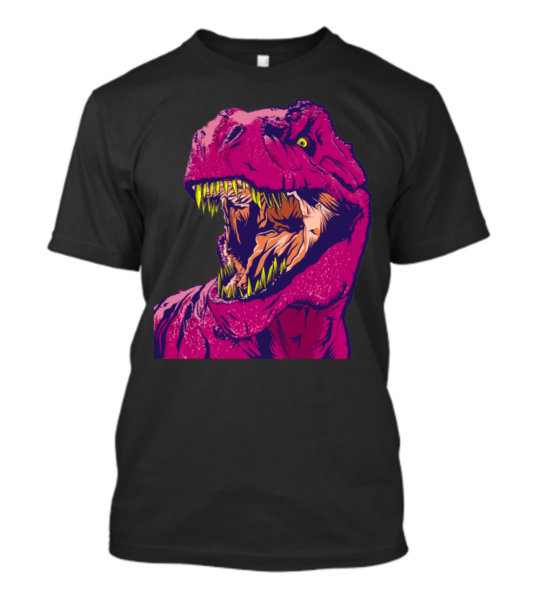 DINO FRENZY All Over Mens T Rex Roaring Pop Art Style Vibrant Colors T-Shirt