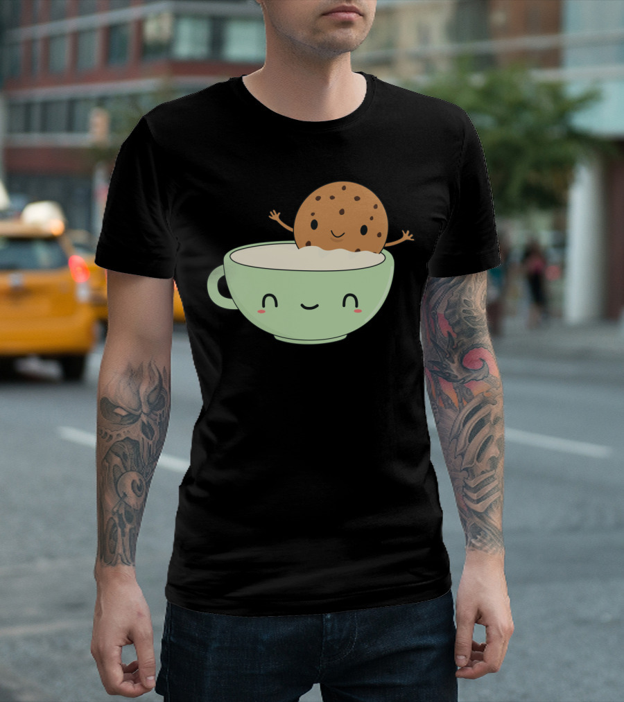 Cute Cookie And Milk Happy Friends T-Shirt