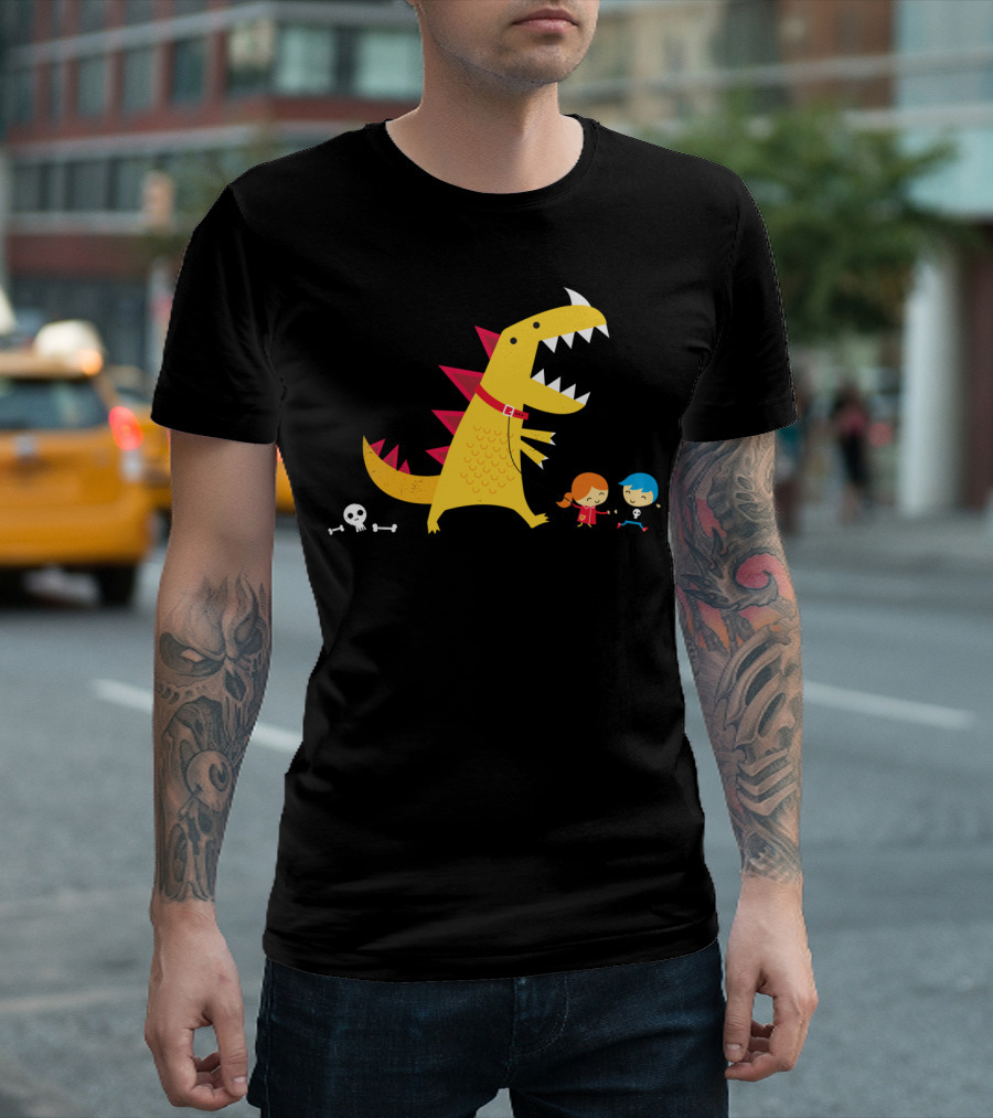 Dino Walk with Kids and Skeleton Bones T-Shirt