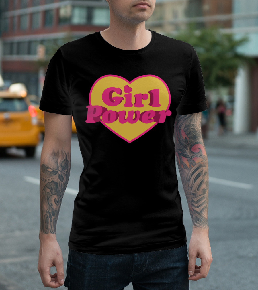 Girl Power Heart Shaped Typographic Desi Bold Pop T-Shirt