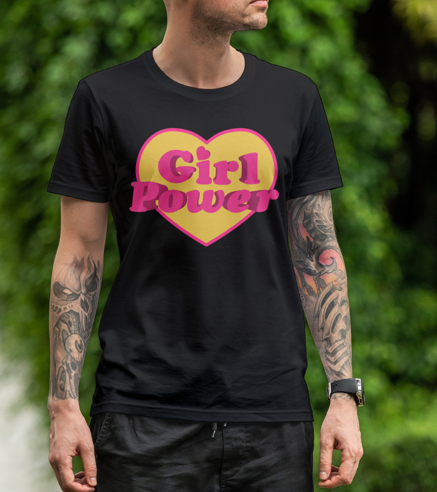 Girl Power Heart Shaped Typographic Desi Bold Pop T-Shirt