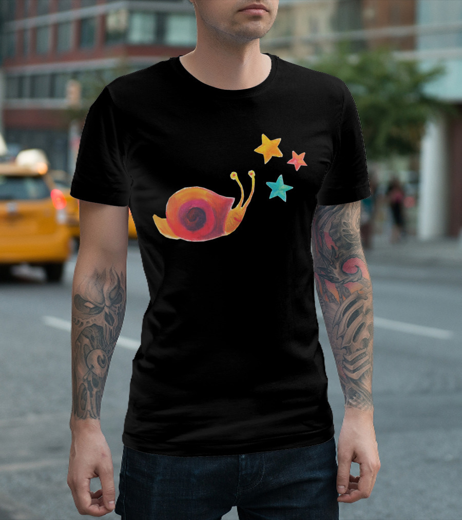 Bright Pink Violet Snail With Colorful Stars T-Shirt