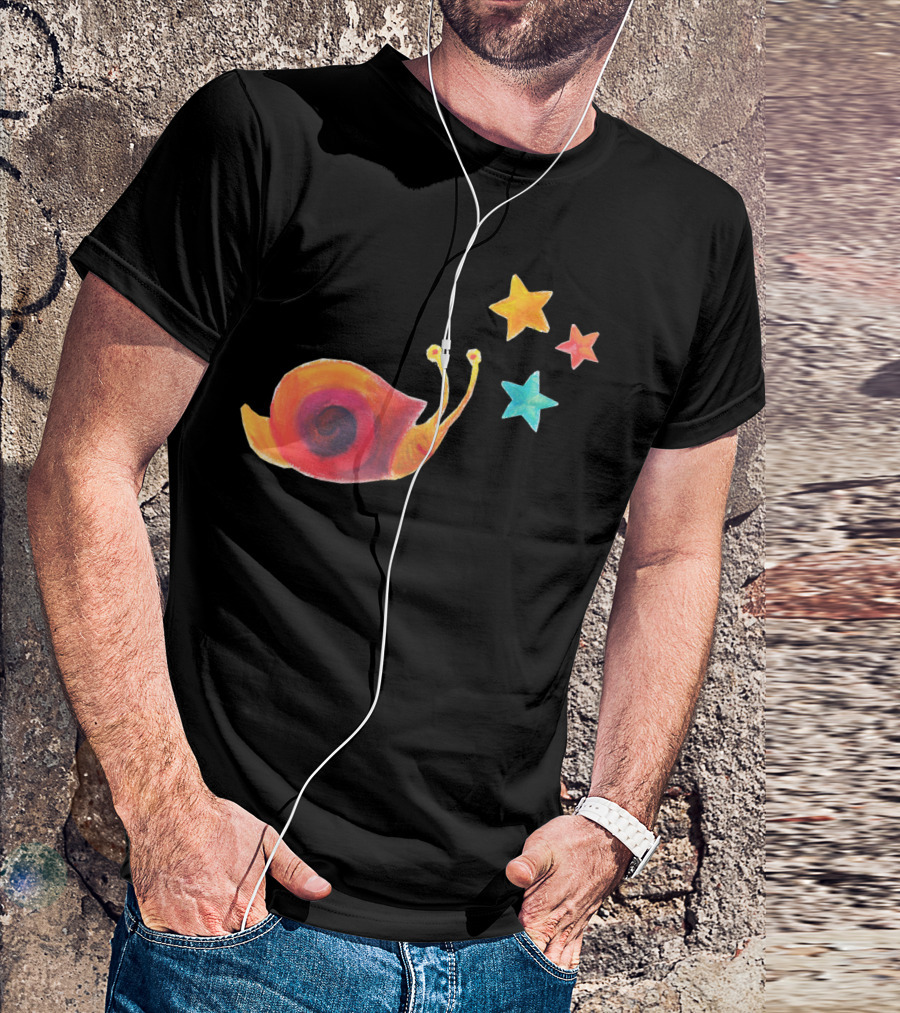 Bright Pink Violet Snail With Colorful Stars T-Shirt