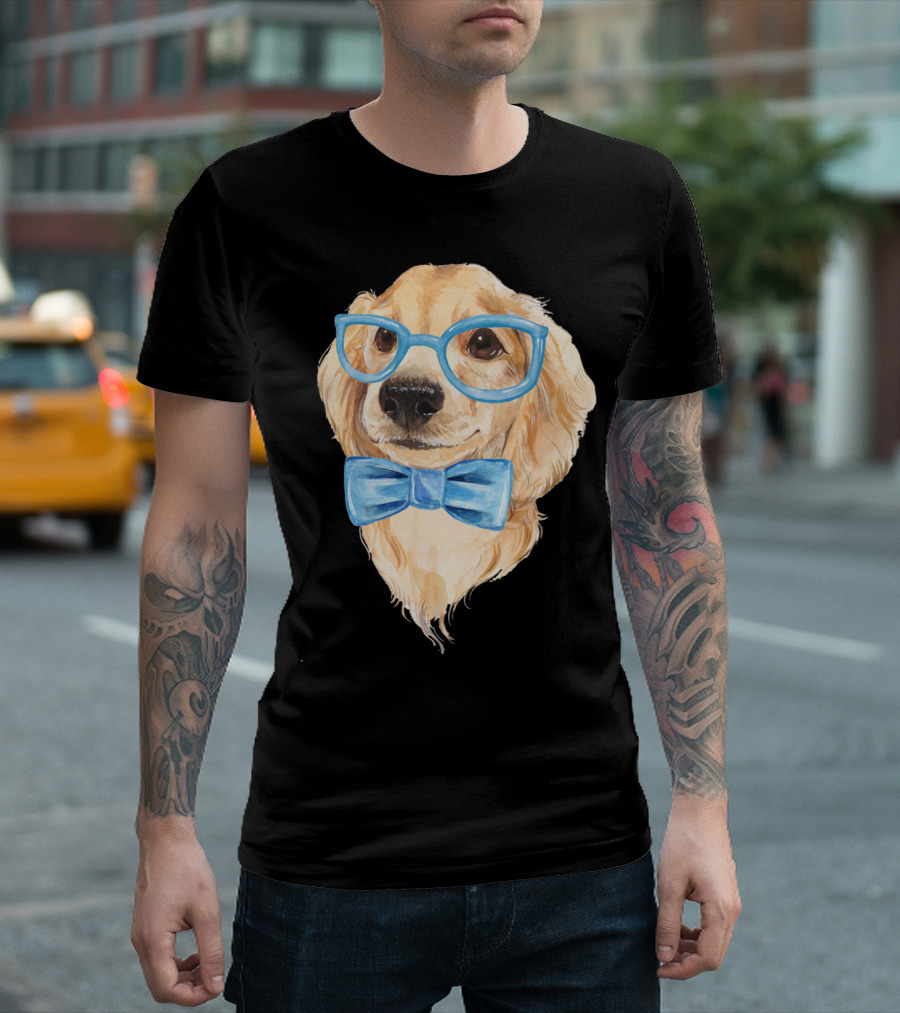 Cute Dog In Glasses And Bow Tie T-Shirt