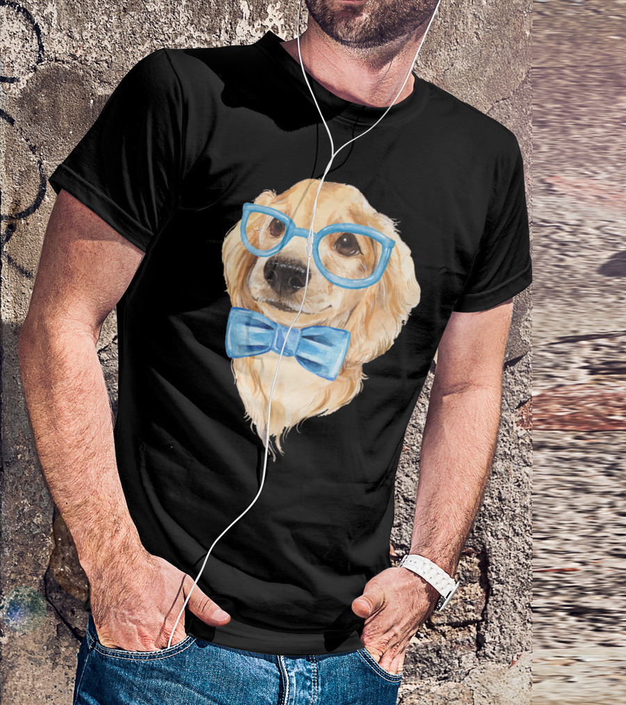 Cute Dog In Glasses And Bow Tie T-Shirt